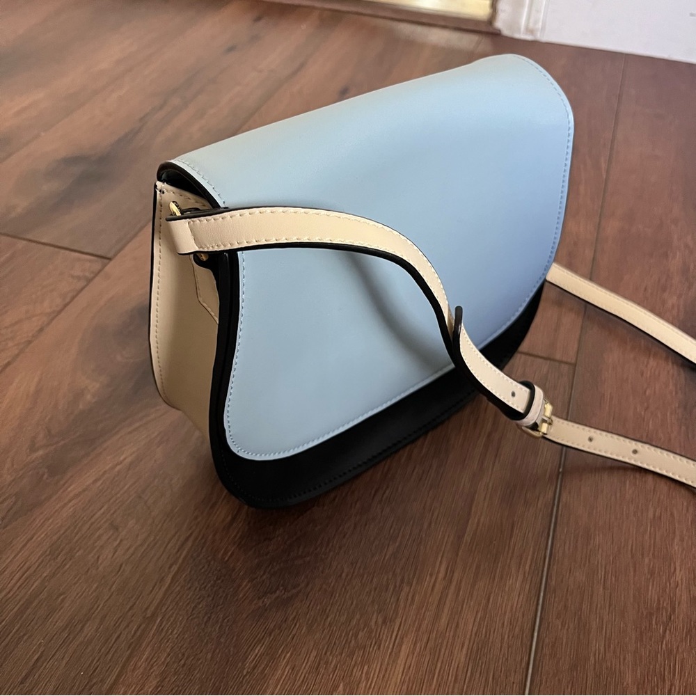 KC Jagger blue color block saddle crossbody purse